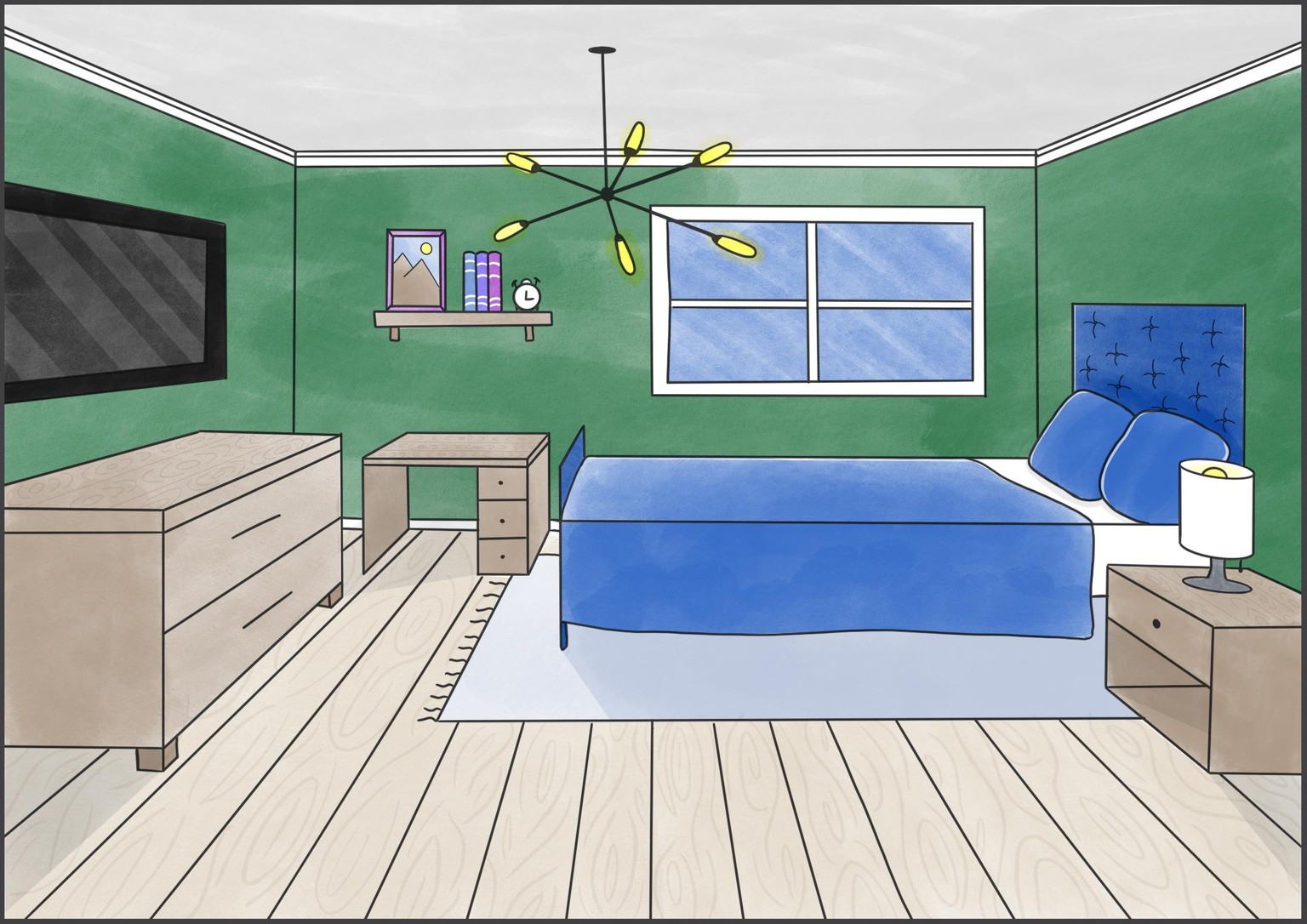 One Point Perspective Interior Sketch - image 3 - student project