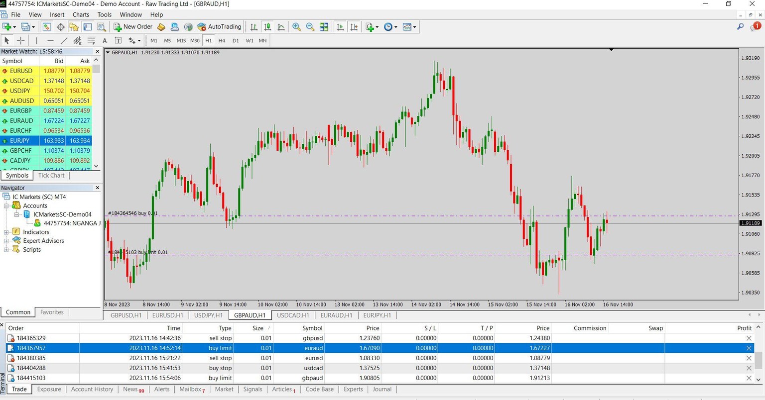 demo ac opening, charts and order placing - image 1 - student project