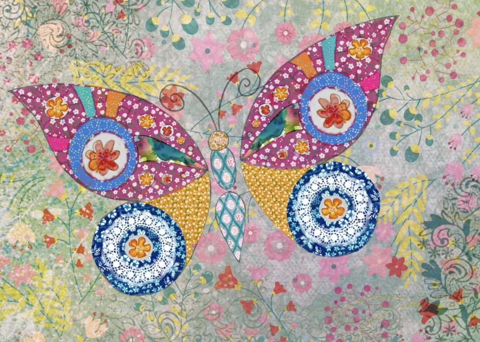 Bird on Newspaper and new Butterfly Patchwork - image 3 - student project