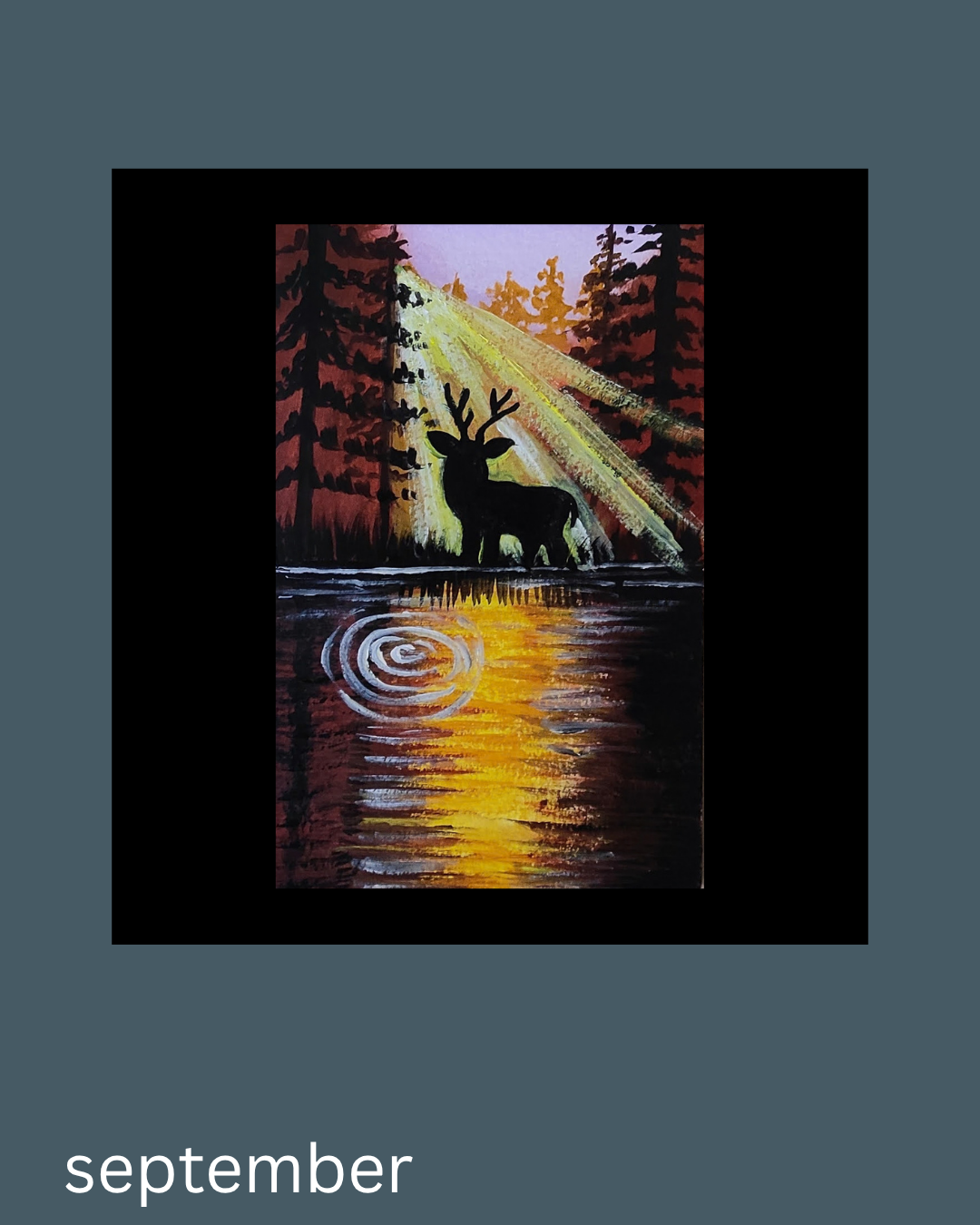 Golden Forest Reflections: Paint a Deer Landscape in Acrylics - image 1 - student project