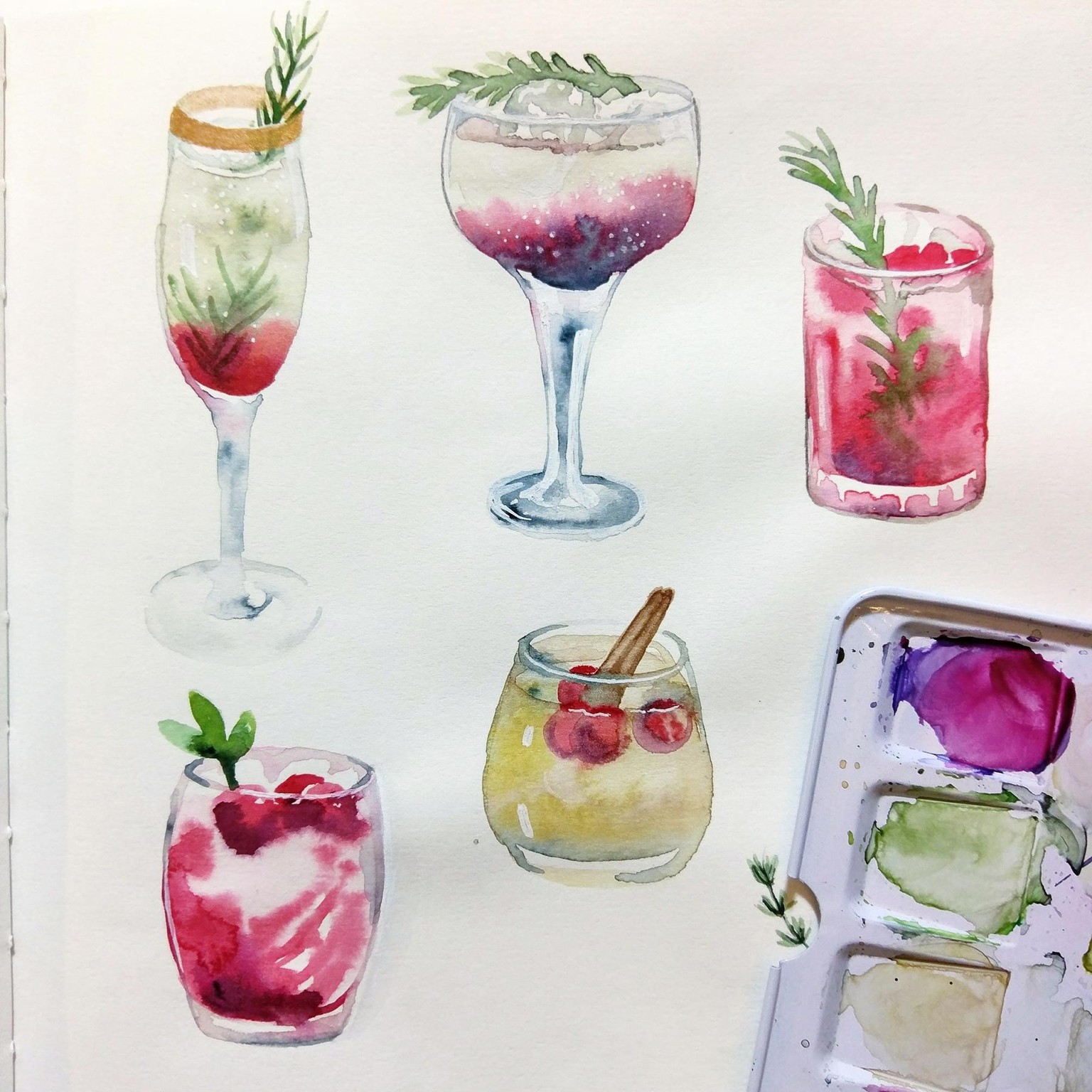 Watercolour cocktails - image 1 - student project