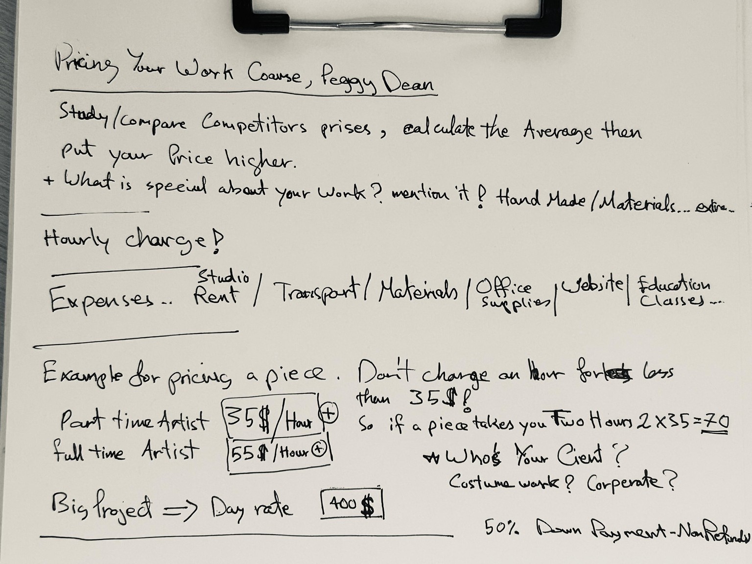 Pricing Your work! - image 1 - student project
