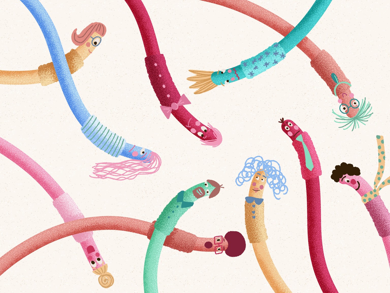 My worms (practicing illustrating faces) - image 2 - student project