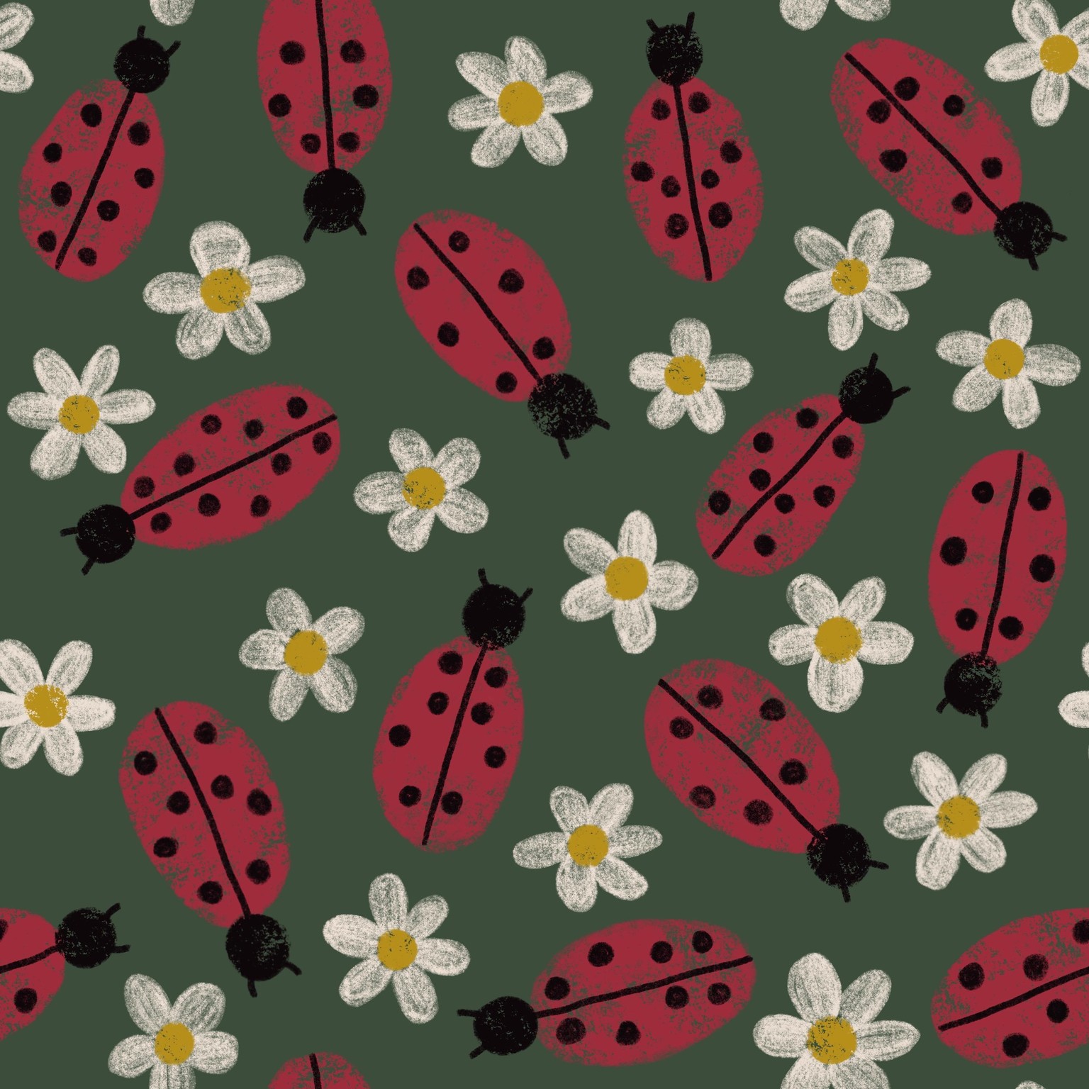 Ladybird and daisy repeat pattern - image 1 - student project