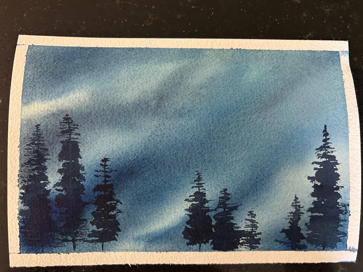 Magical northern lights watercolor painting, tutorial by Madeline Kerrii - image 3 - student project