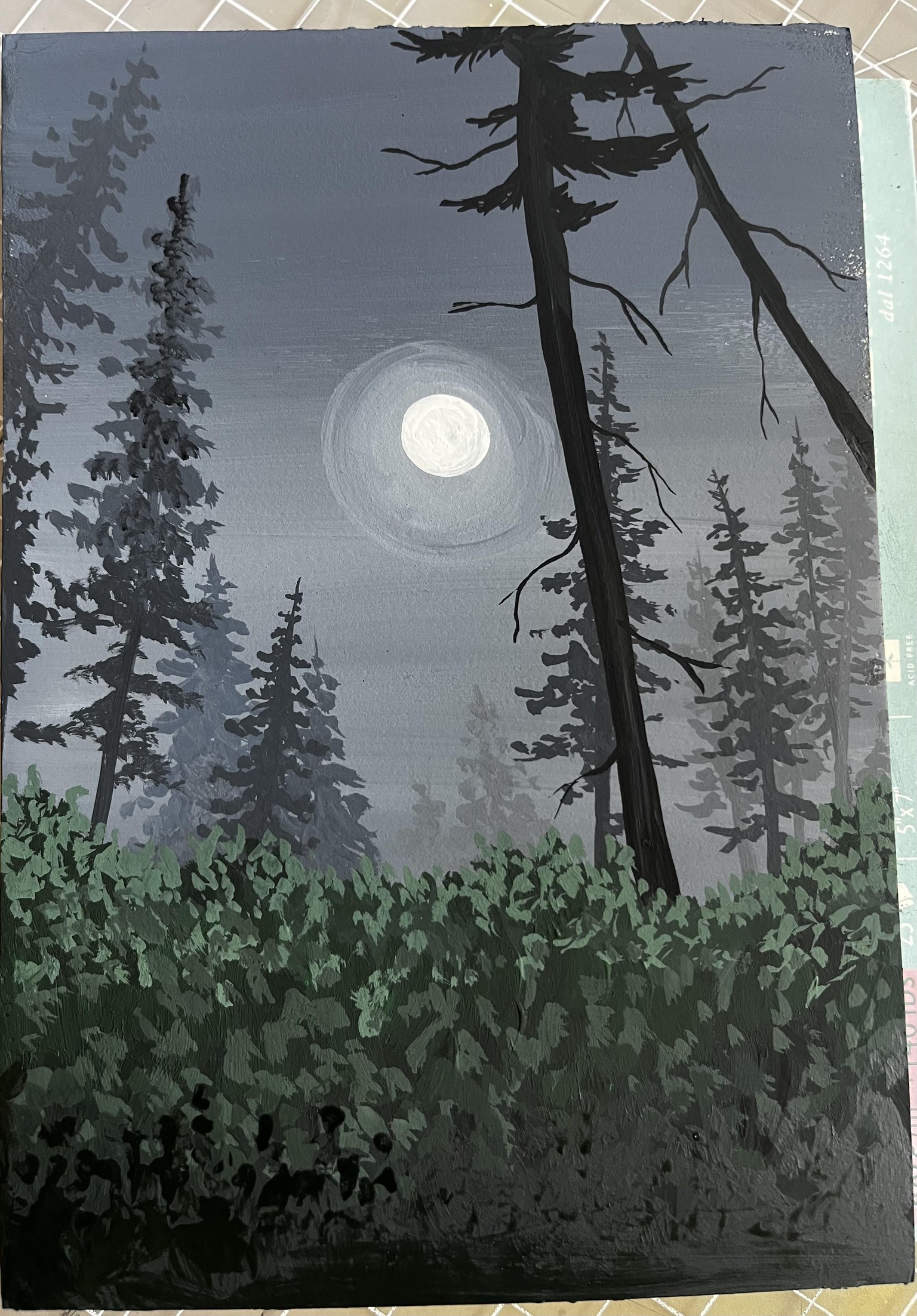 Gouache moonlit landscape - image 1 - student project