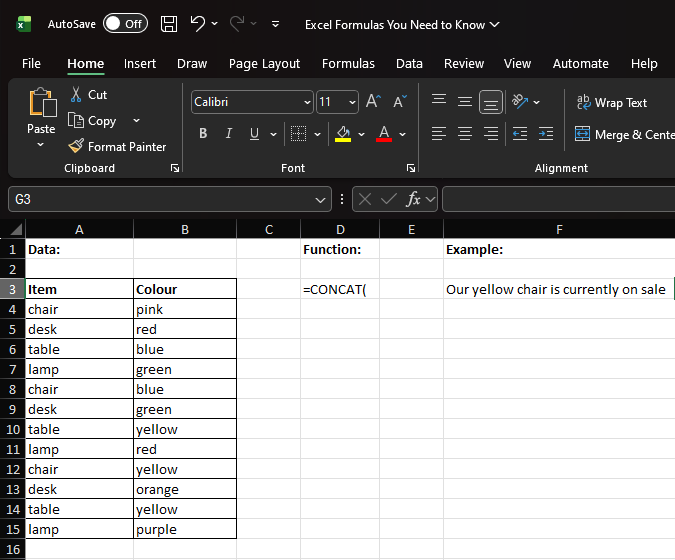 Excel Formulas - image 1 - student project
