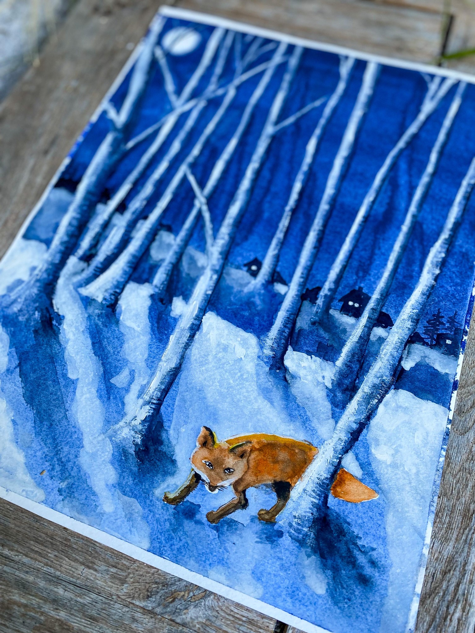Winter night in the woods - image 1 - student project
