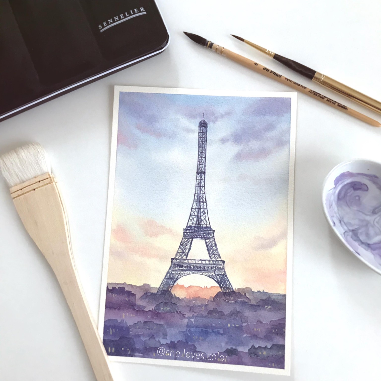 Watercolor Eiffel Tower - image 3 - student project