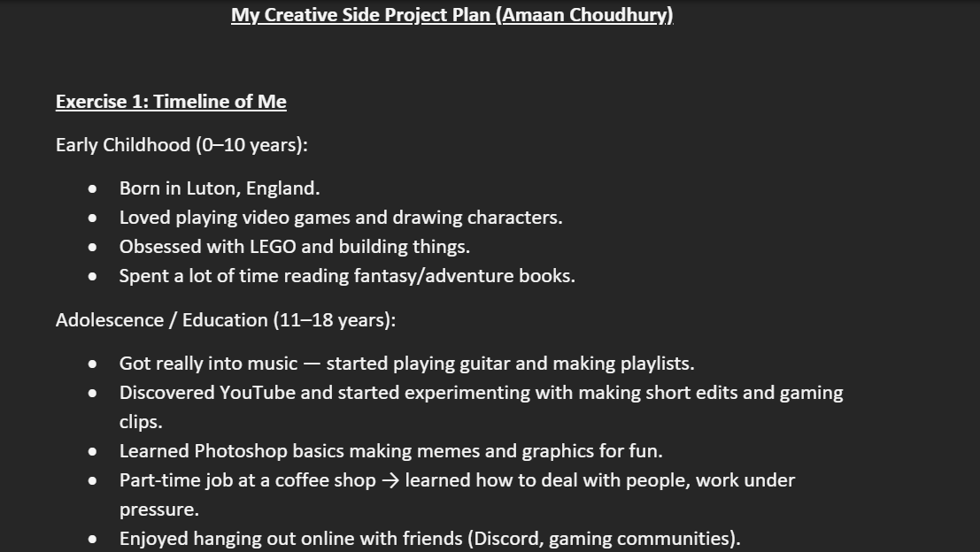 My Creative Side Project Plan - image 1 - student project