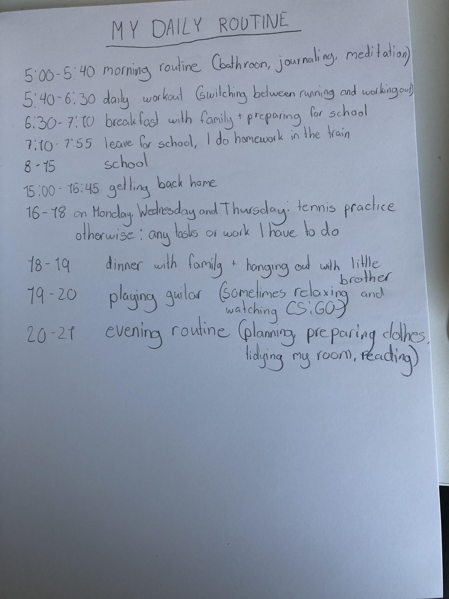 My daily routine - image 1 - student project