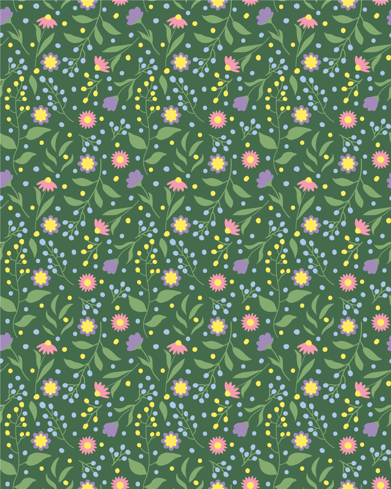 My first hand-drawn floral pattern - image 3 - student project