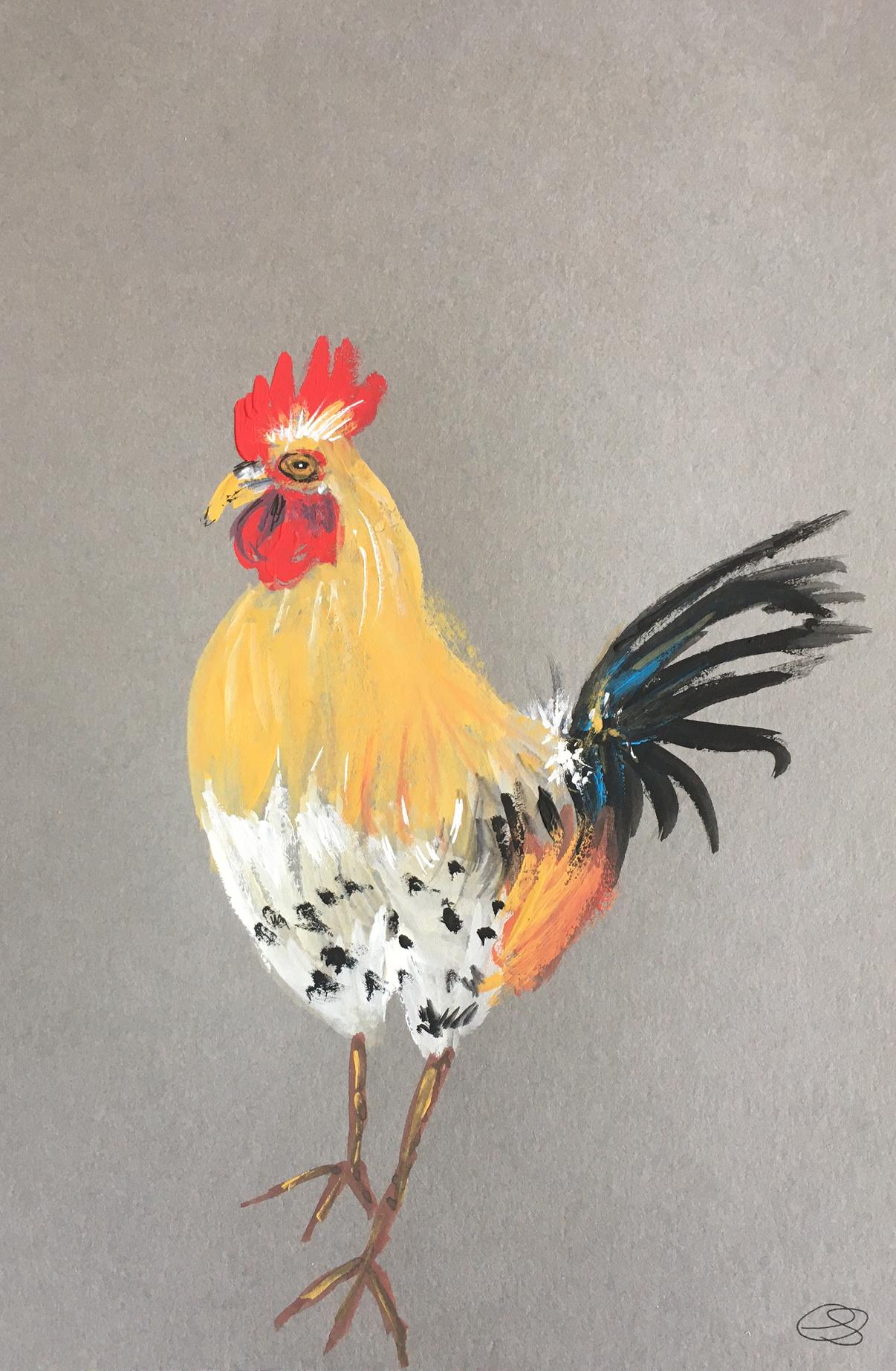 Rooster in gouache - image 1 - student project