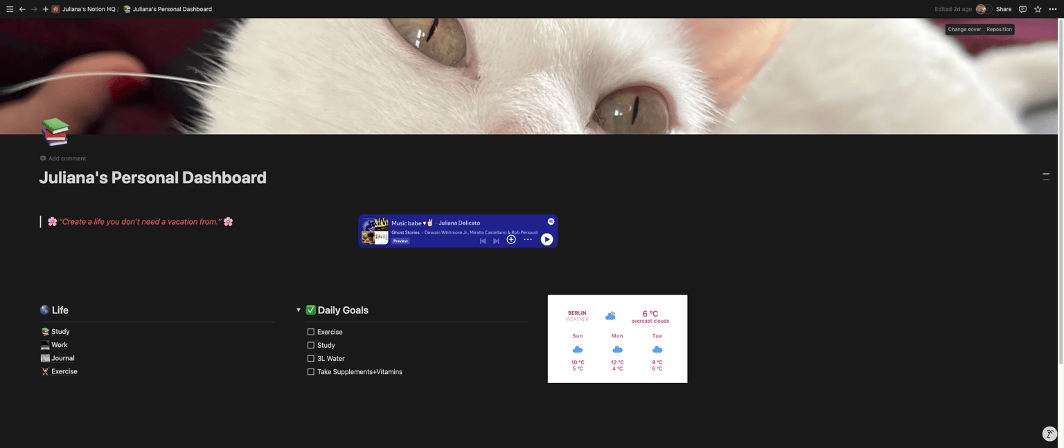 My Notion Dashboard - image 1 - student project