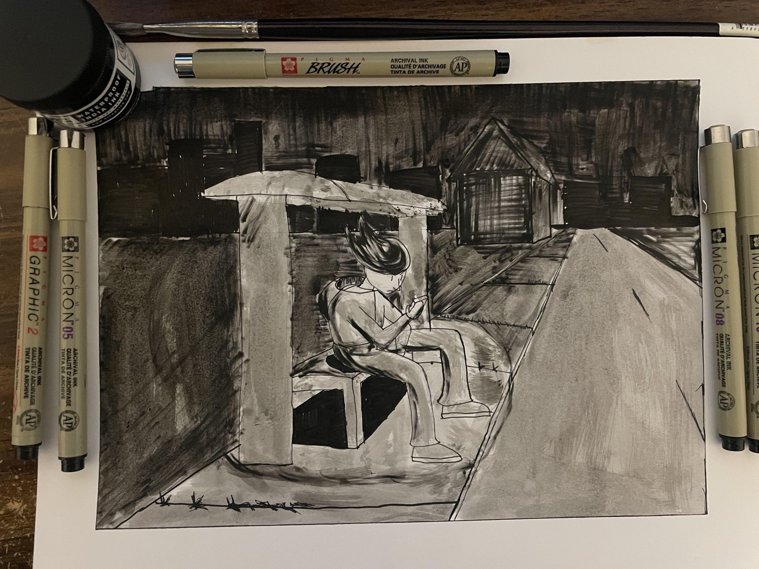 Original Character At a Bus Stop - image 1 - student project