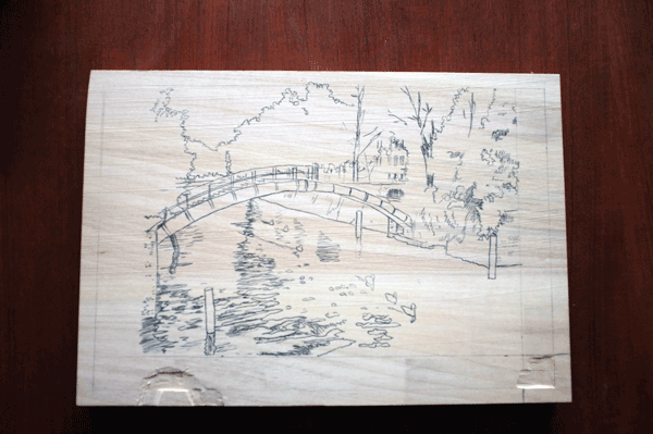 Berlin Landwehr Canal Woodcut (in progress) - image 2 - student project