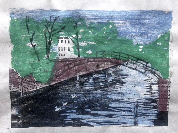 Berlin Landwehr Canal Woodcut (in progress) - image 8 - student project