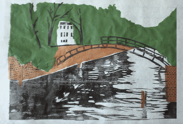 Berlin Landwehr Canal Woodcut (in progress) - image 7 - student project