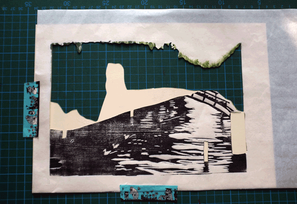 Berlin Landwehr Canal Woodcut (in progress) - image 5 - student project