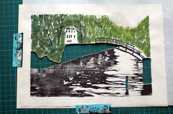 Berlin Landwehr Canal Woodcut (in progress) - image 4 - student project
