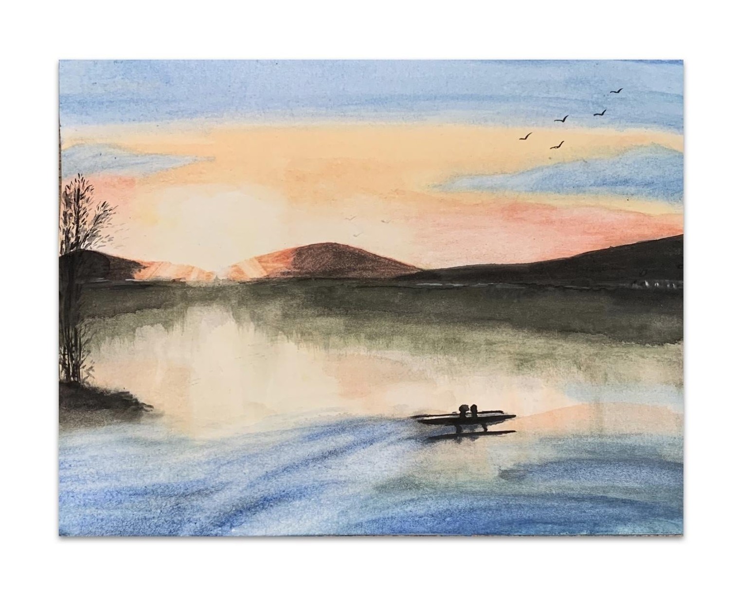 Sunset Seascape Watercolor - image 1 - student project