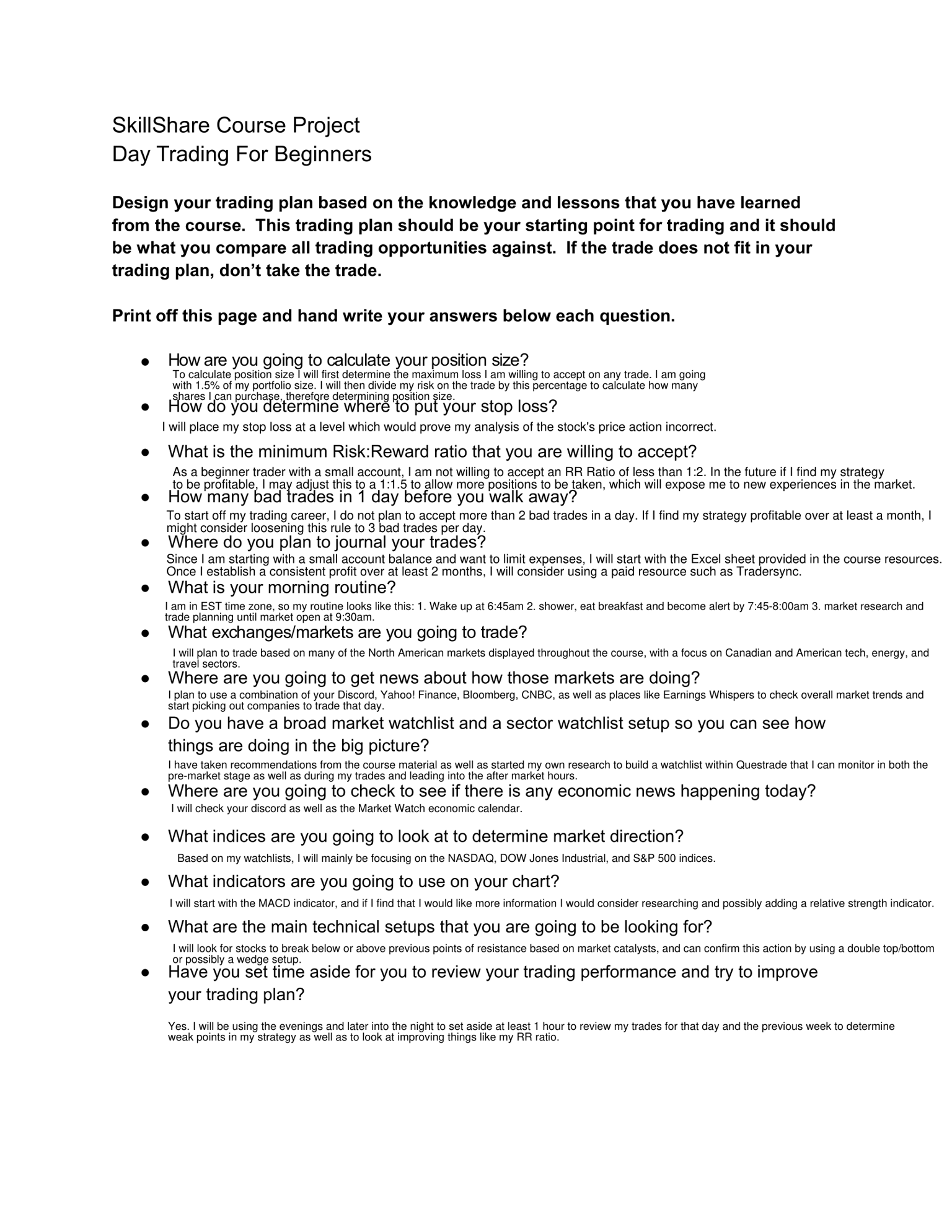 Trading Plan - image 1 - student project