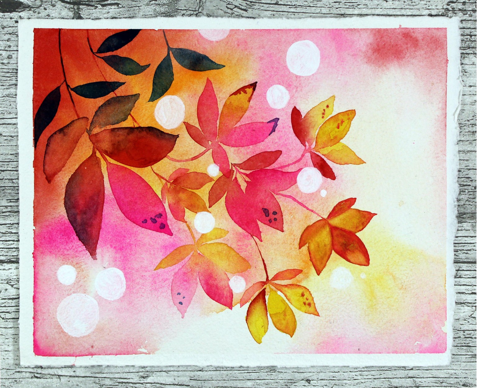 Watercolour Autumn Leaves - image 2 - student project