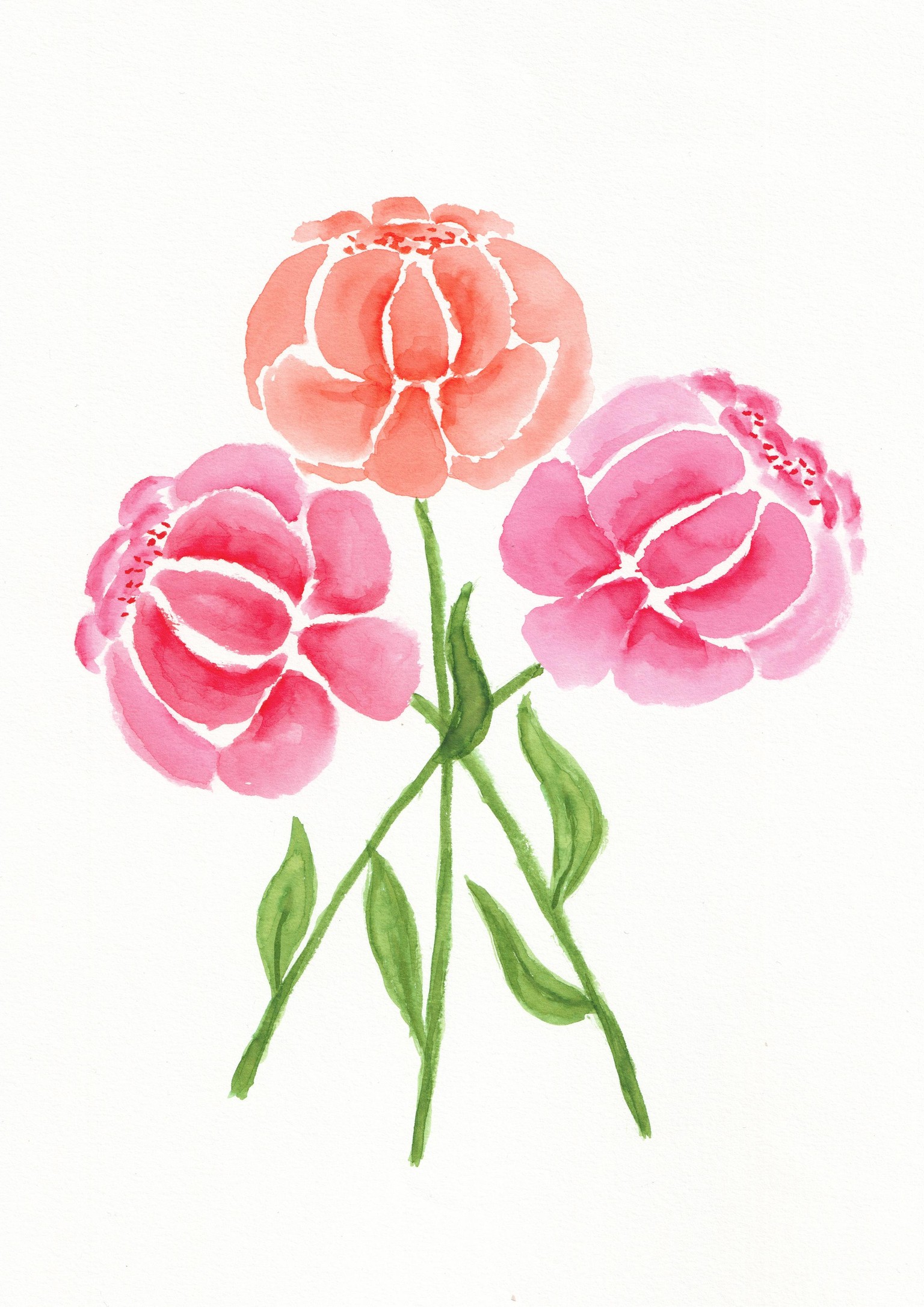 Watercolor brush pen flowers - image 3 - student project