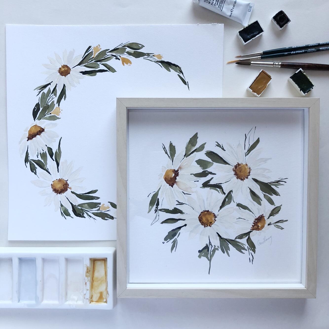 Loose watercolor daisies - image 3 - student project