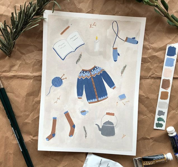 Gouache winter illustrations - image 1 - student project