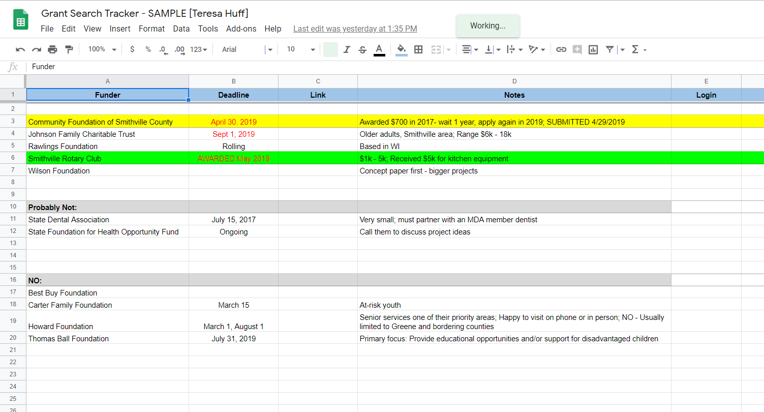 My Grant Search Tracker - image 1 - student project