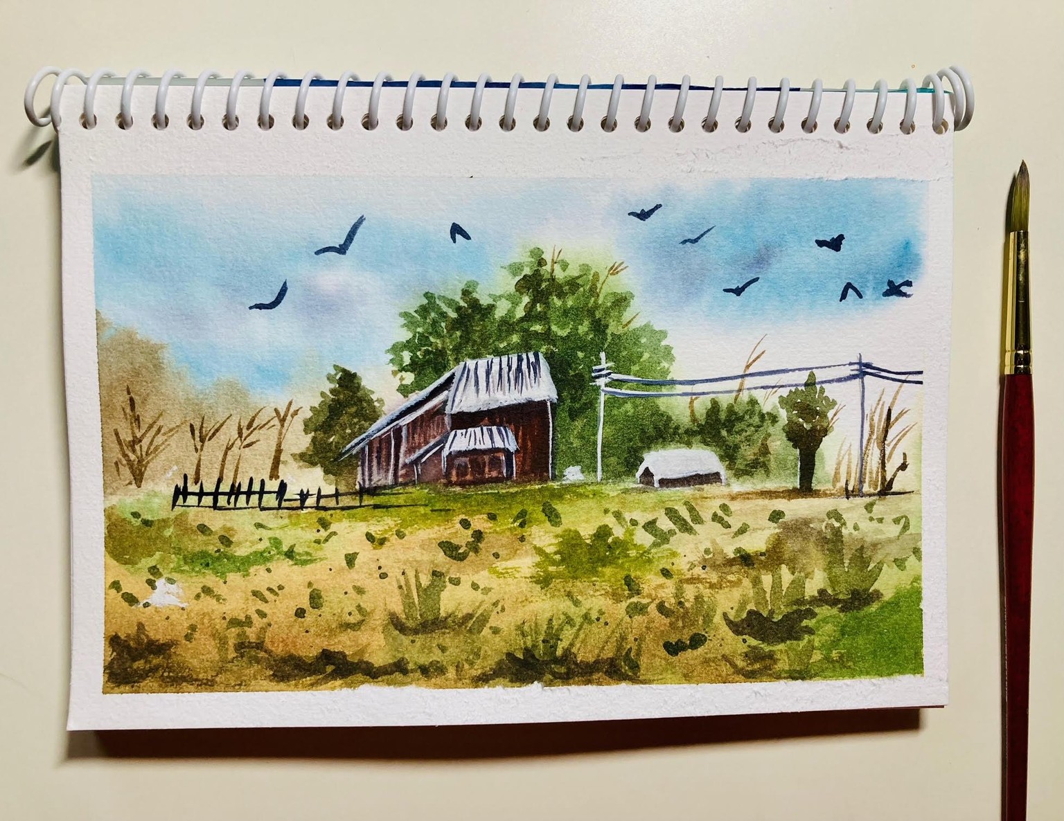 Village inspired watercolour painting - image 1 - student project
