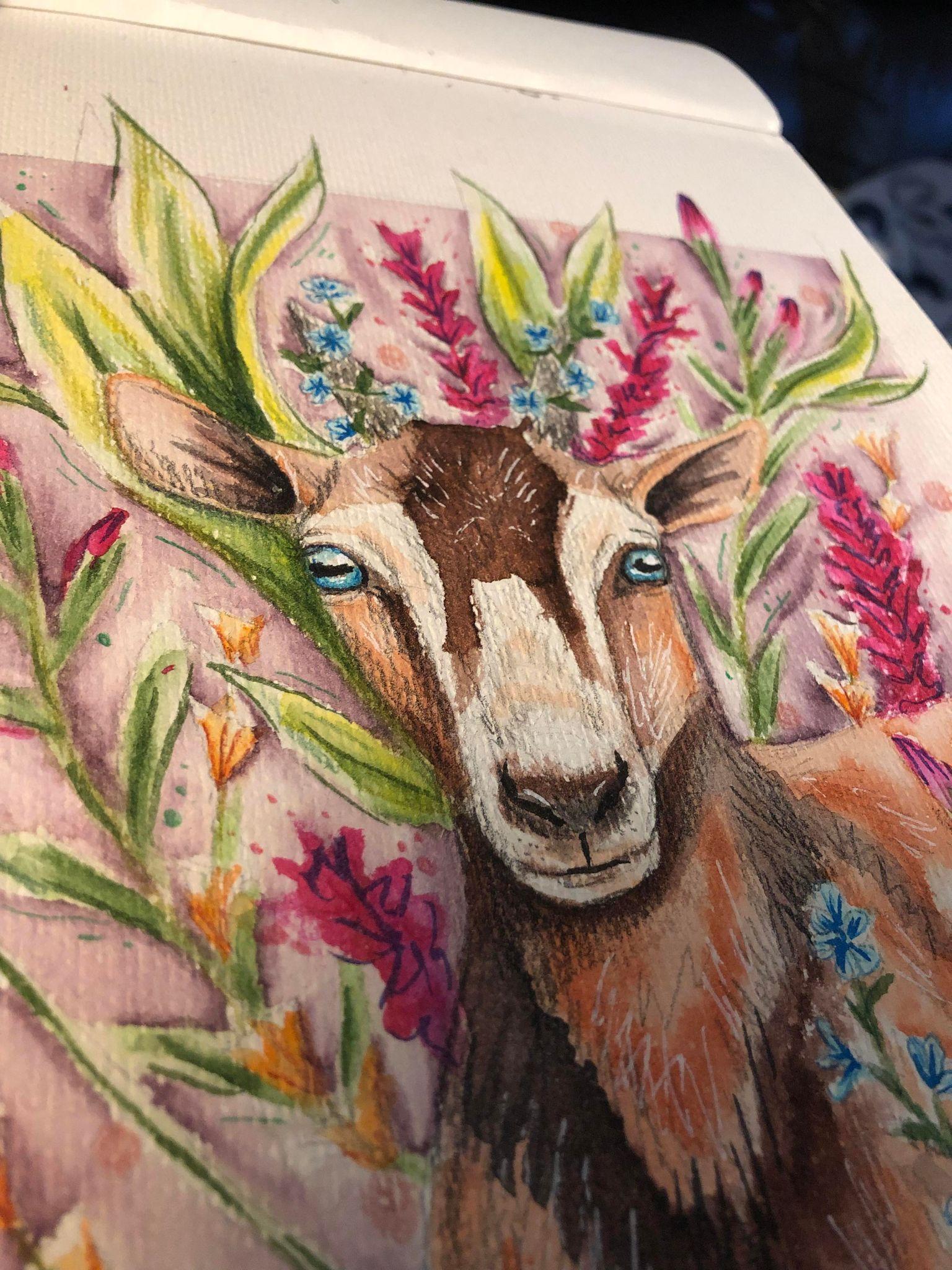 Goat & Florals - image 2 - student project