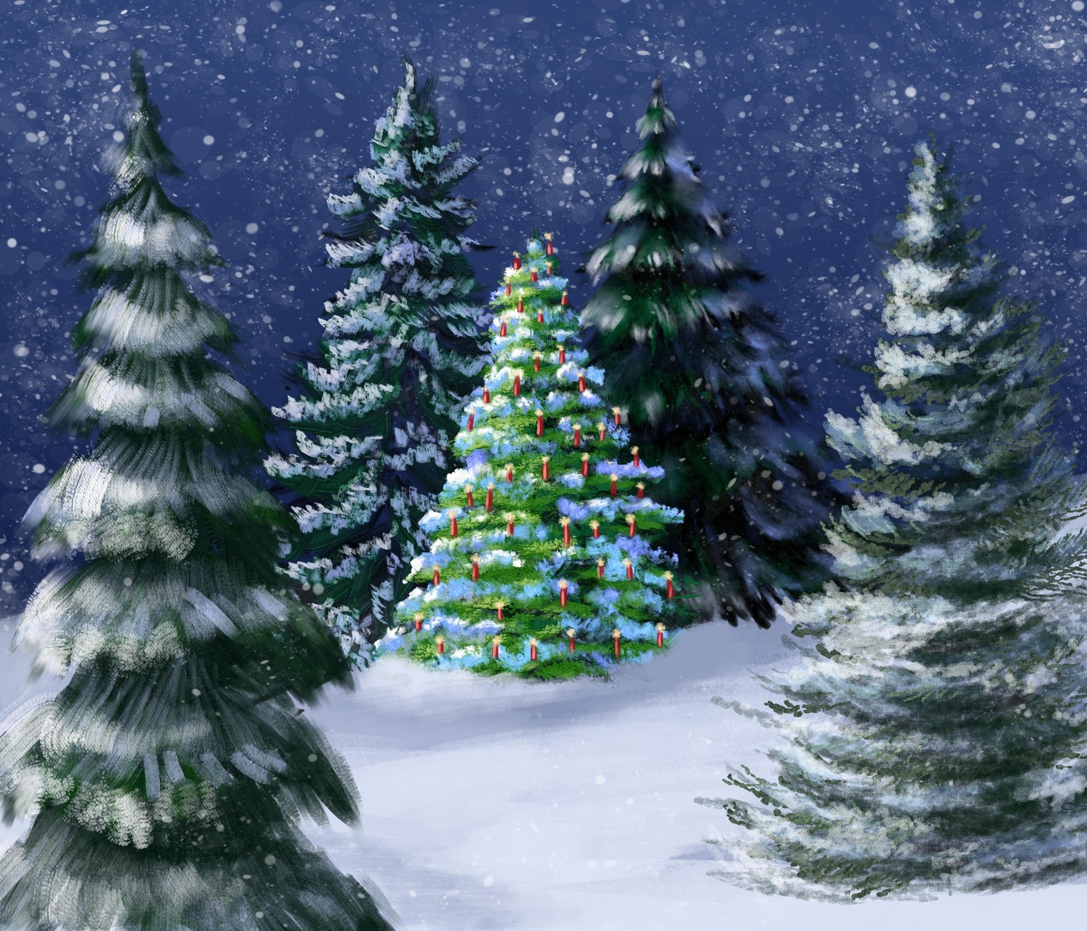 Winter Trees Digital Painting - image 1 - student project