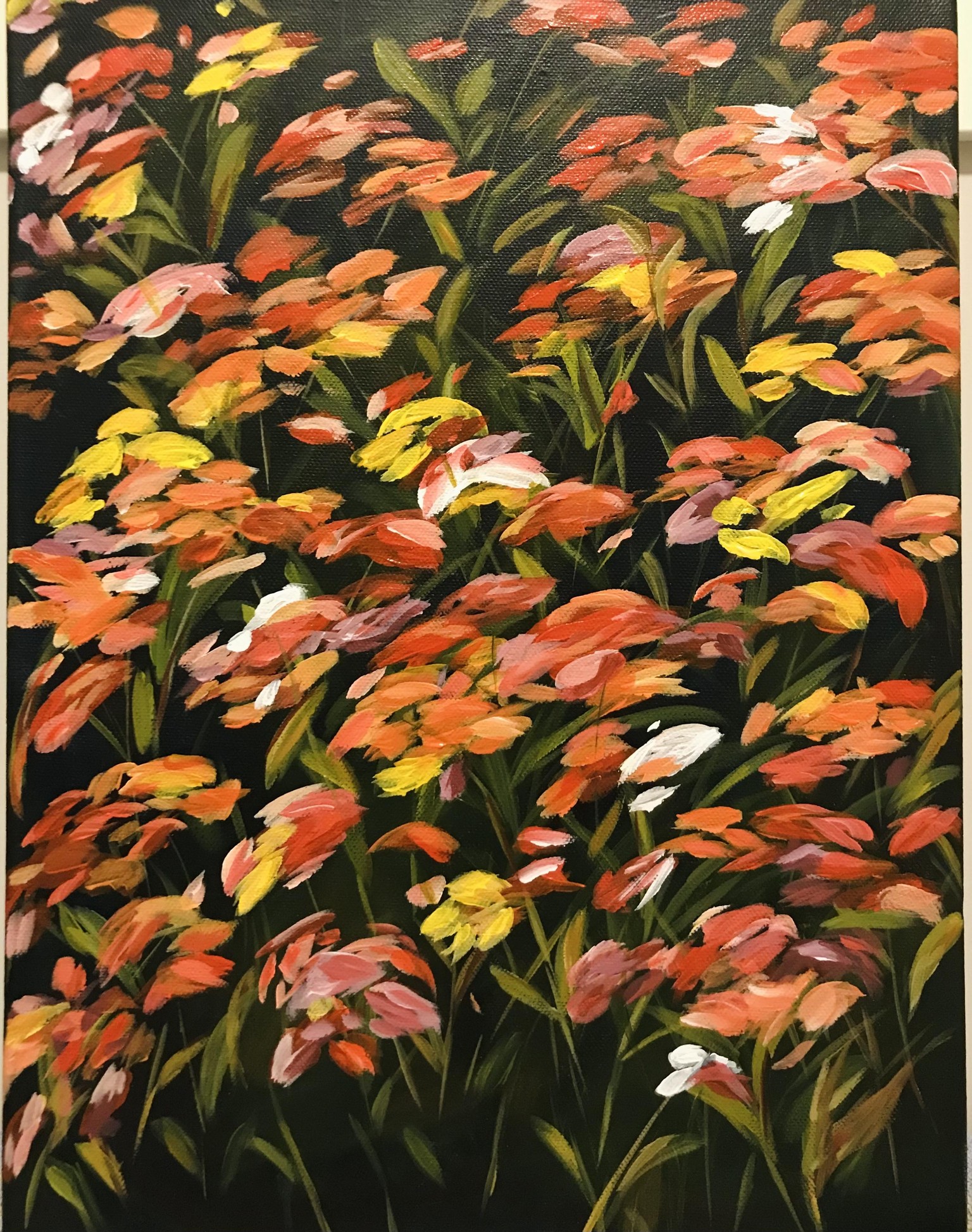 Impressionistic wildflower acrylic painting on canvas - image 1 - student project