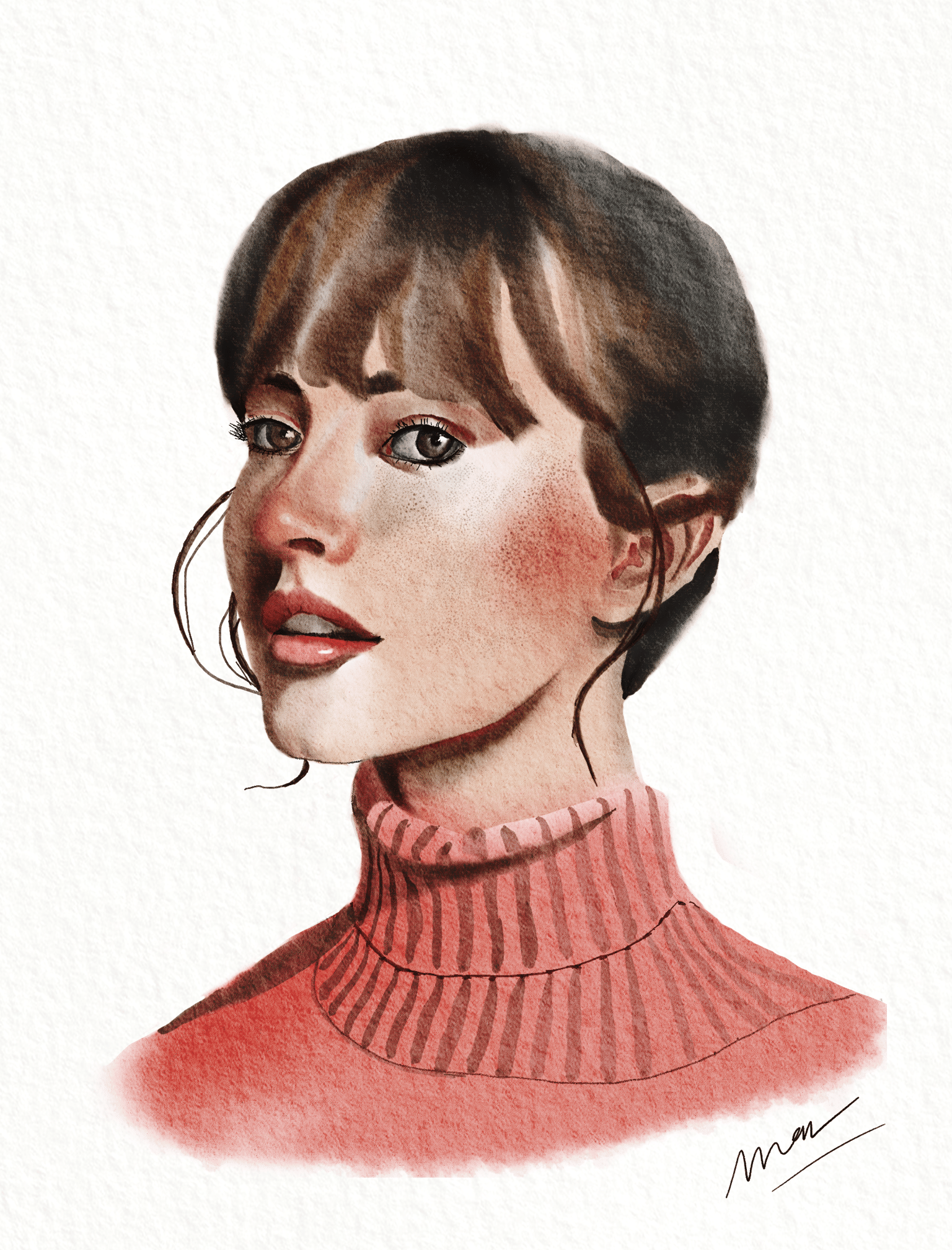 Watercolour portrait - image 1 - student project