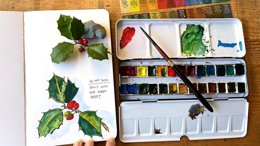 Holly Leaf Sketchbook entry - image 2 - student project