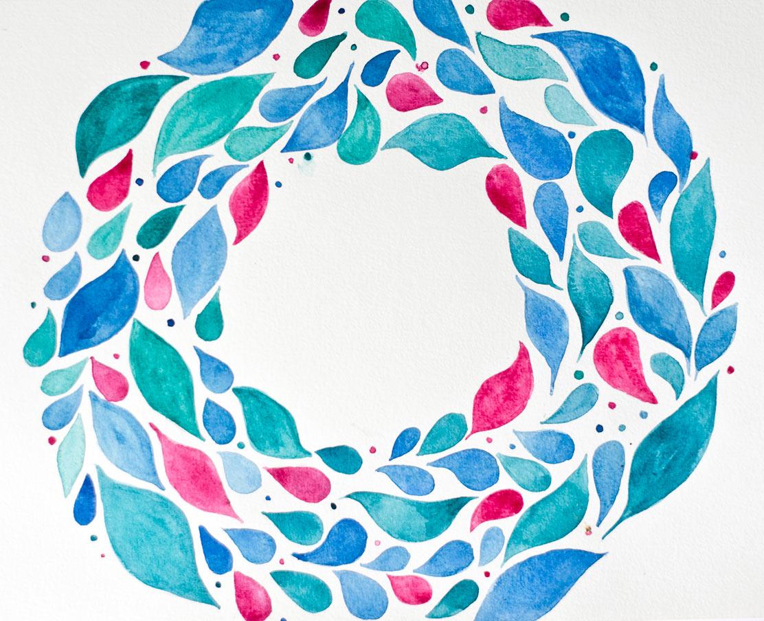 Watercolour wreath - image 1 - student project