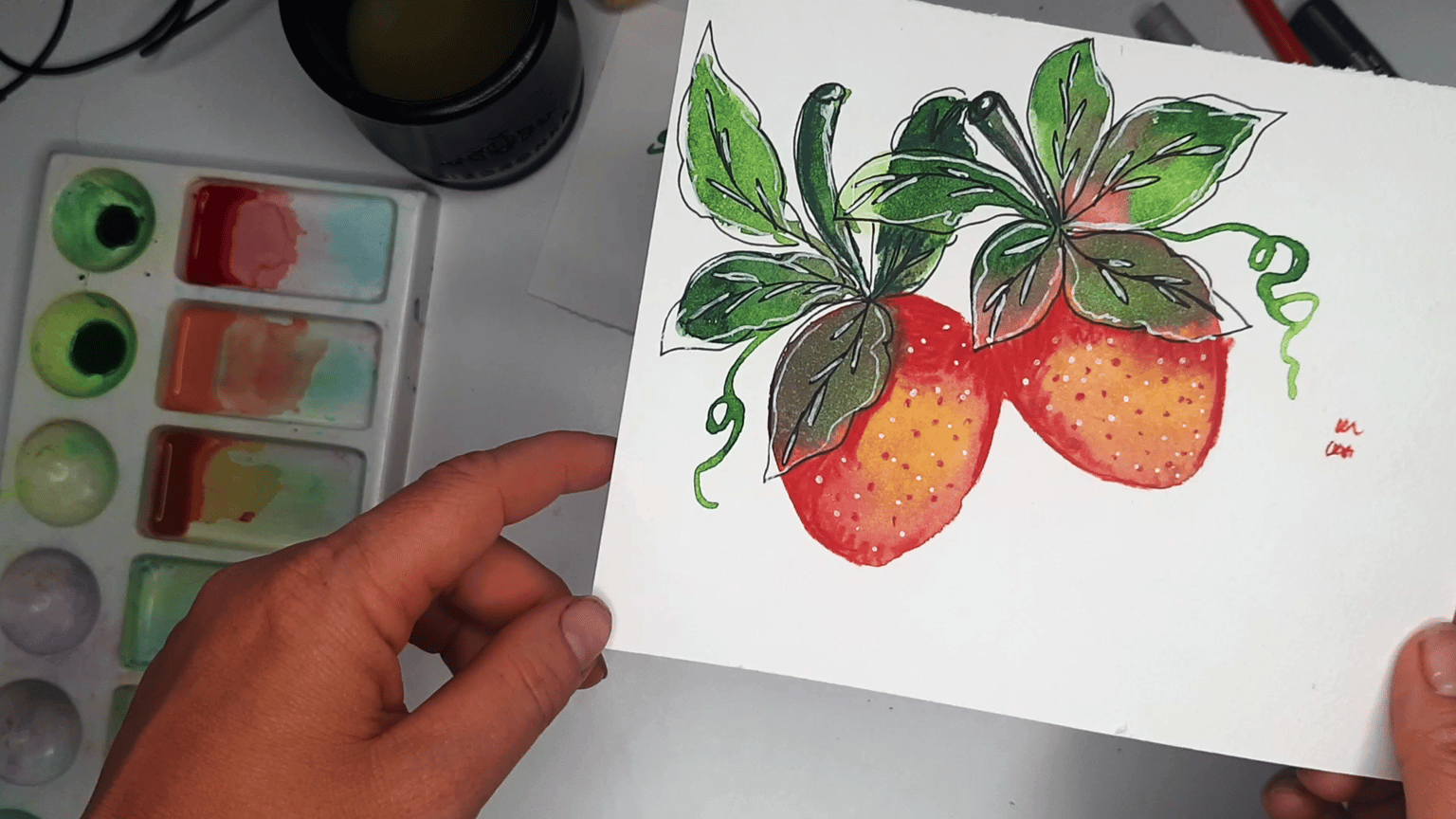 Watercolor strawberries - image 3 - student project