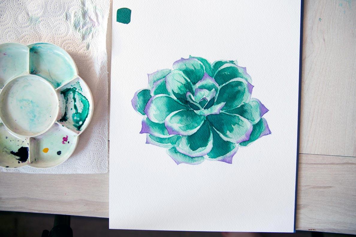 Watercolor succulent - image 1 - student project
