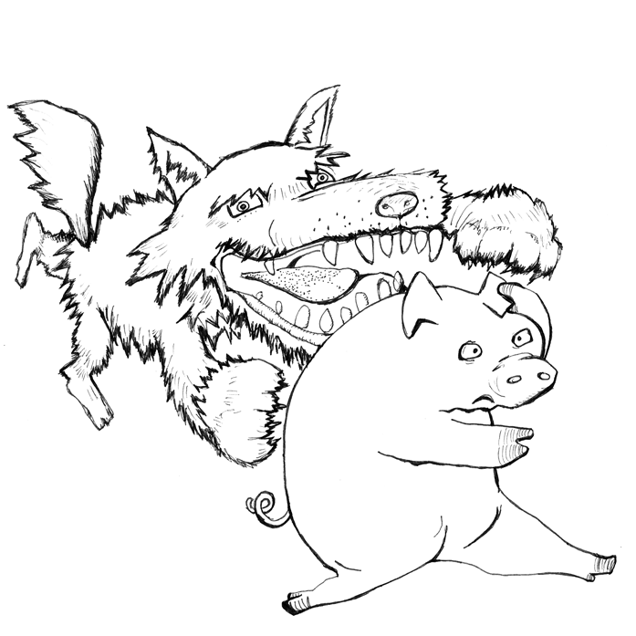 Big Bad Wolf chasing a little pig - image 2 - student project