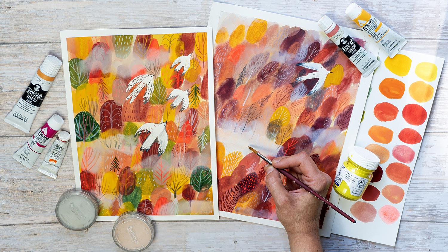 MY WHIMSICAL GOUACHE FOREST - image 1 - student project