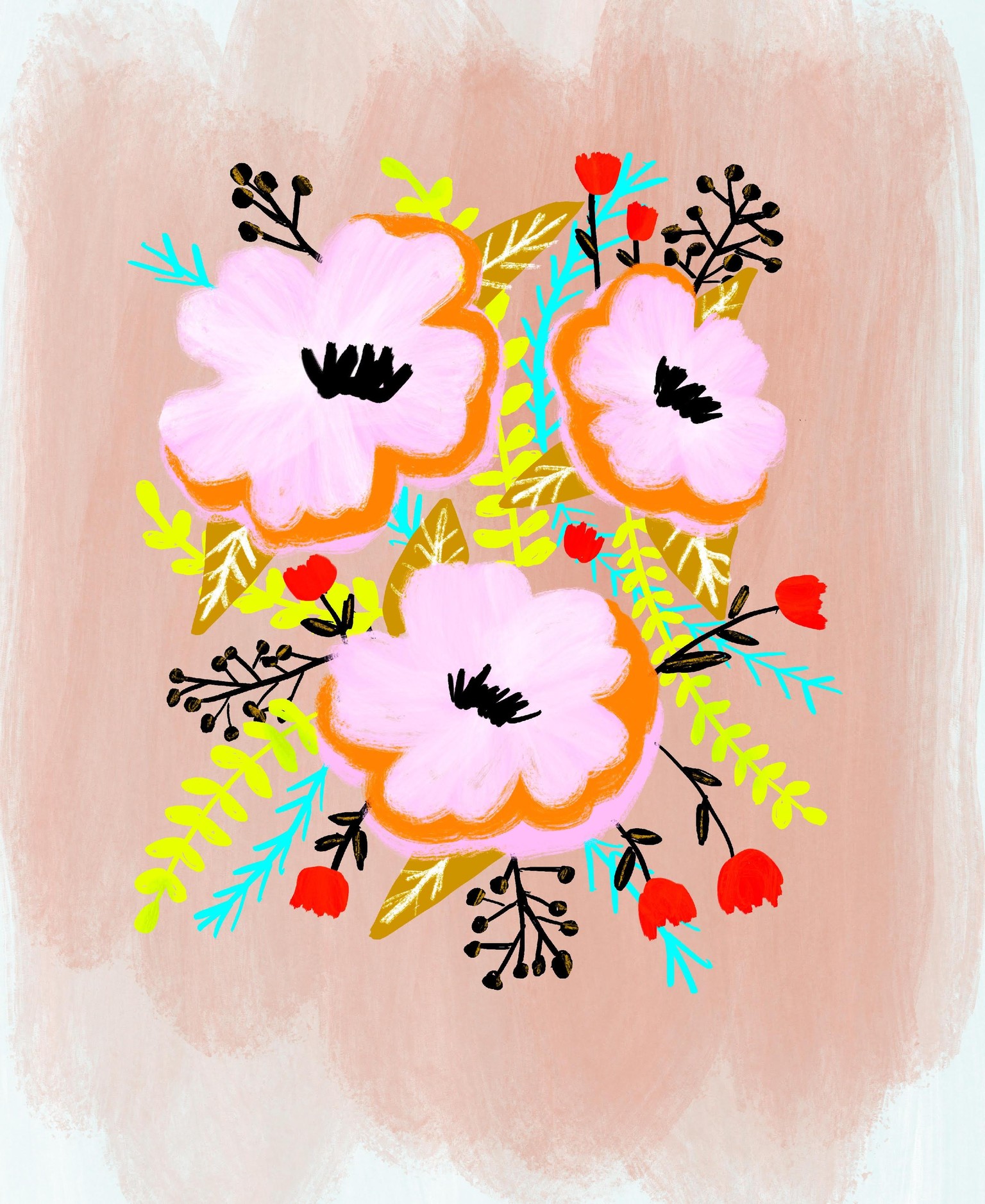 Gouache Florals - image 1 - student project