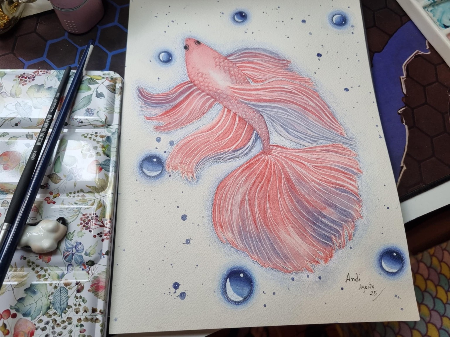 Pez betta en acuarela y lápices de colores - image 1 - student project