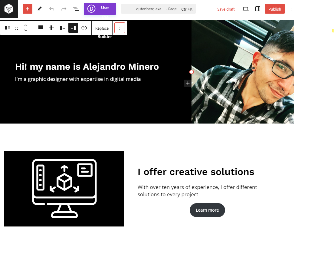 landing page using gutenberg - image 1 - student project