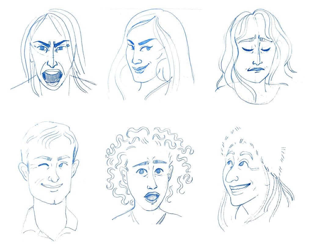 Facial Expression Pencil Sketches - image 1 - student project