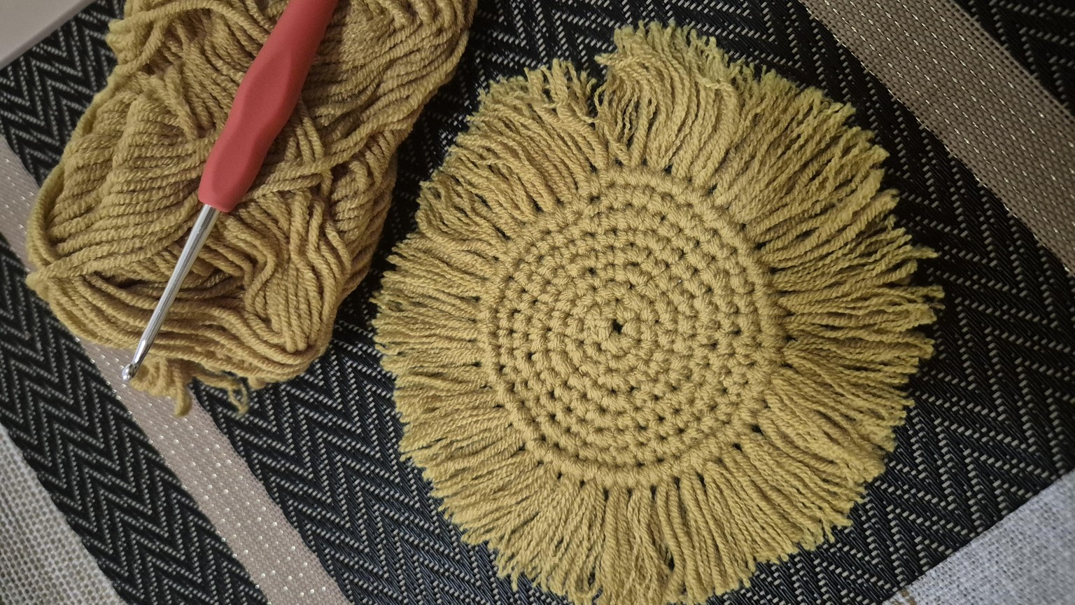 First Circular Coaster with fringe - image 1 - student project