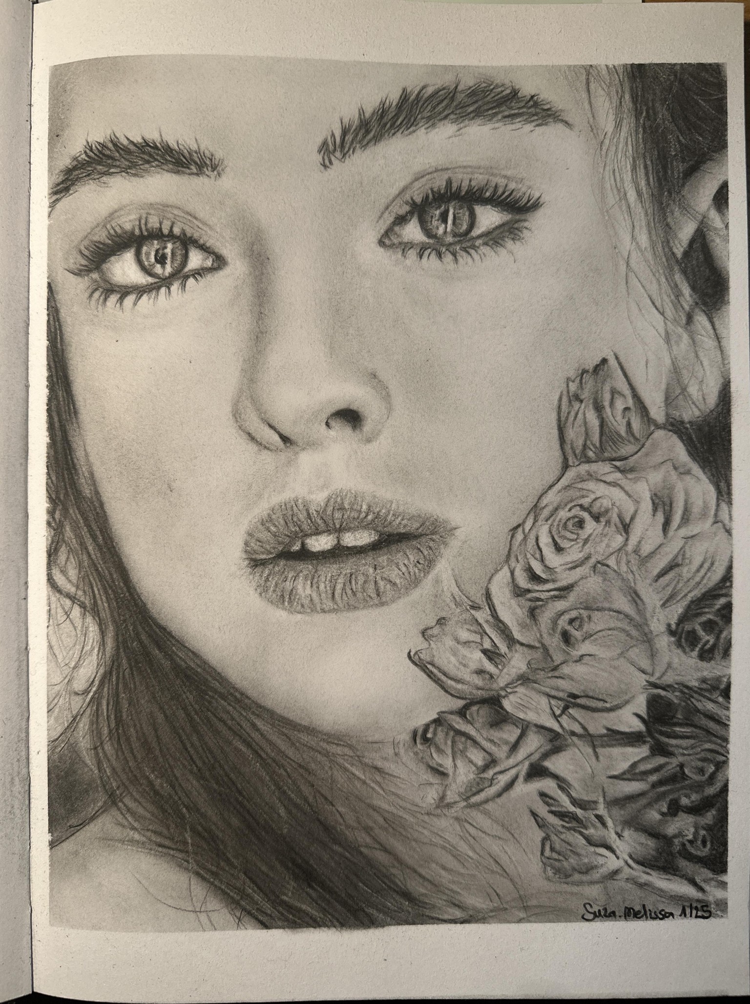 Charcoal portrait drawing by Suza - image 1 - student project