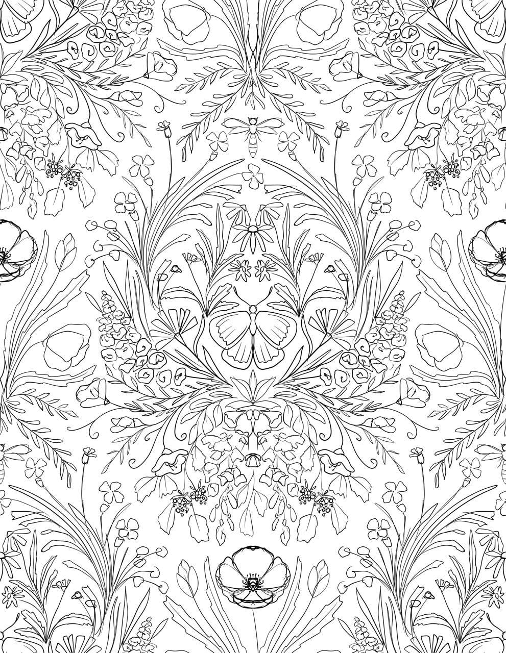 Wildflower Botanical Damask Pattern - image 1 - student project