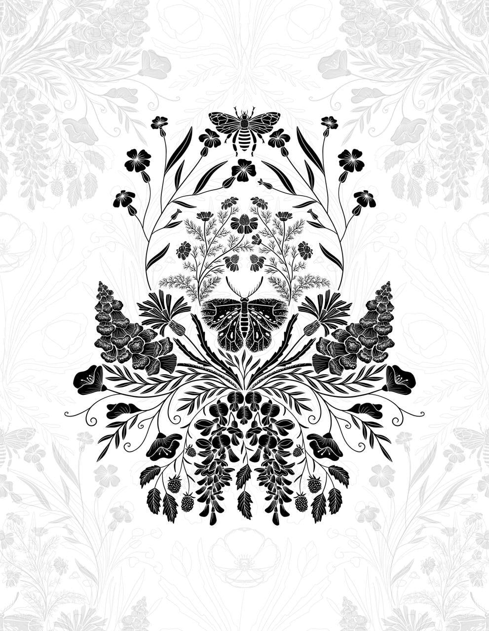Wildflower Botanical Damask Pattern - image 3 - student project